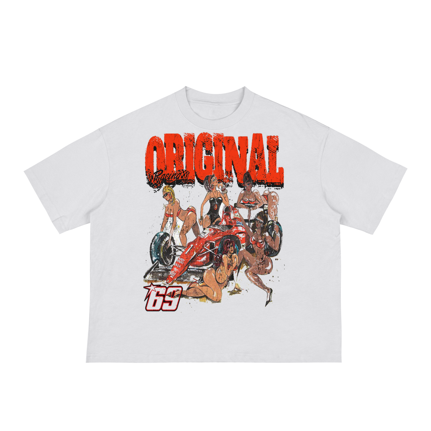 "Original Racing Ferrari" Boxy White Tee
