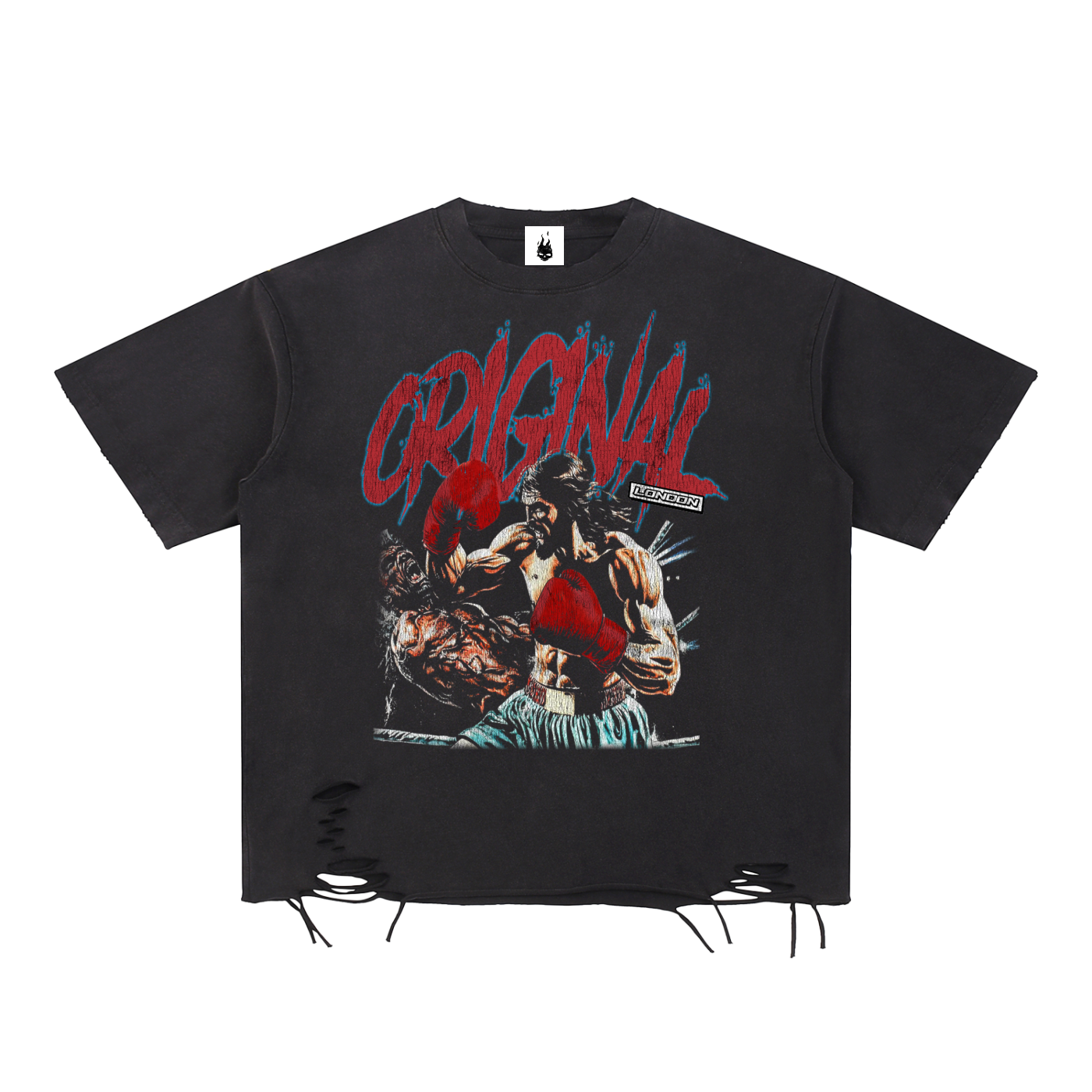 Original London "Fight The Good Fight" Snow Washed Raw-Hem T-Shirt