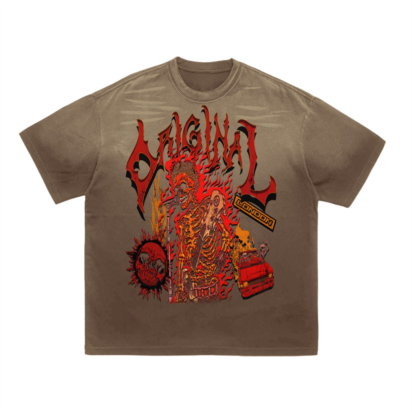 Original London "Find Your Fire" Vintage Washed Tiger Stripes Dyed Gradient T-Shirt