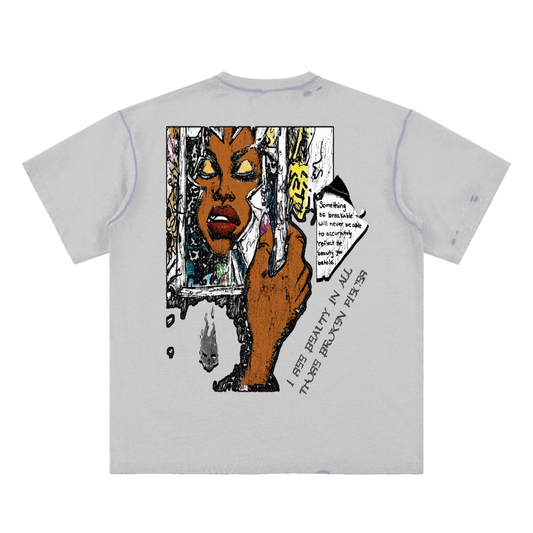 Original London" Broken Pieces" Hand-frayed Reversible T-shirt