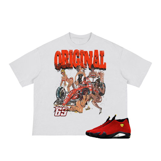 "Original Racing Ferrari" Boxy White Tee