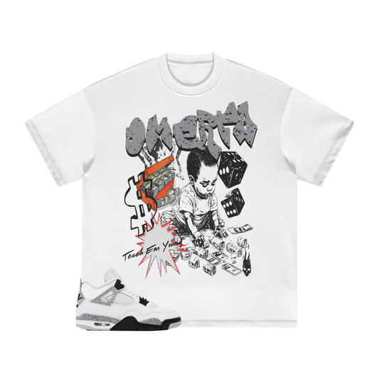 OMERTA "Teach Em Young" White Tee