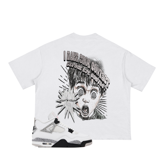 OMERTA "Feed Me Sneakers" Boxy White Tee