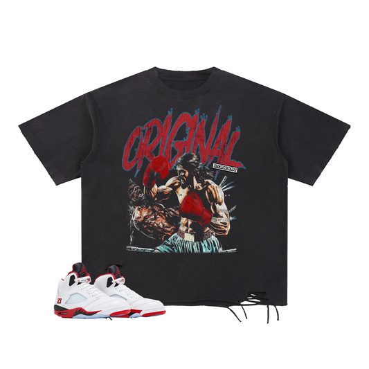Original London "Fight The Good Fight" Snow Washed Raw-Hem T-Shirt