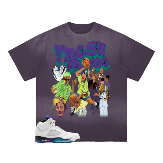 Original London "Bel-Air" Sun Fade Hand-Frayed Cotton Purple T-Shirt
